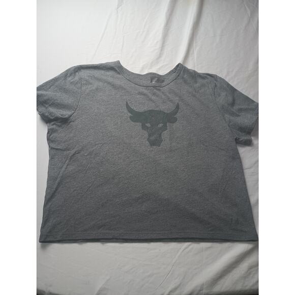 Under Armour Project Rock Brahma Bull Cropped T-Shirt Women Size Large - Picture 1 of 4